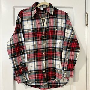 NWT Old Navy Small Long-Sleeve Plaid Flannel Boyfriend Tunic Shirt for Women